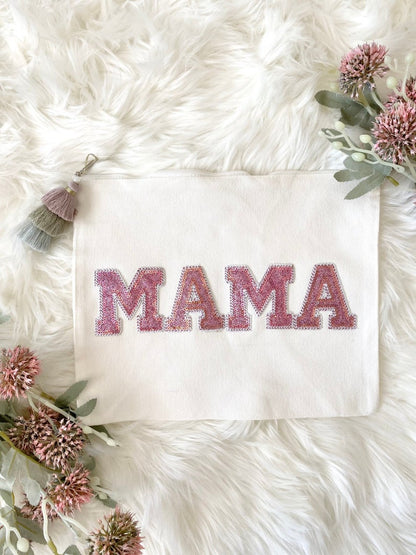 Large 9" x 11" MAMA Diaper Bag Organizer New Mom Gift Baby Shower Gift Girl Mom Life MAMA Life Large Zip Pouch Travel Bag Cosmetic Bag