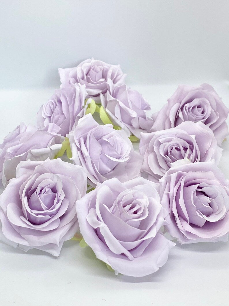 3.5" Lilac Rose Head Lilac Silk Flower Purple Flower Lavender Rose Artificial Flower Lilac Lavender Cake Flower Lilac Wedding Party Decor