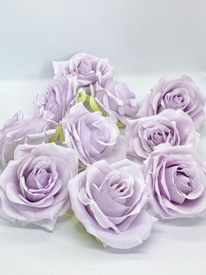 3.5" Lilac Rose Head Lilac Silk Flower Purple Flower Lavender Rose Artificial Flower Lilac Lavender Cake Flower Lilac Wedding Party Decor