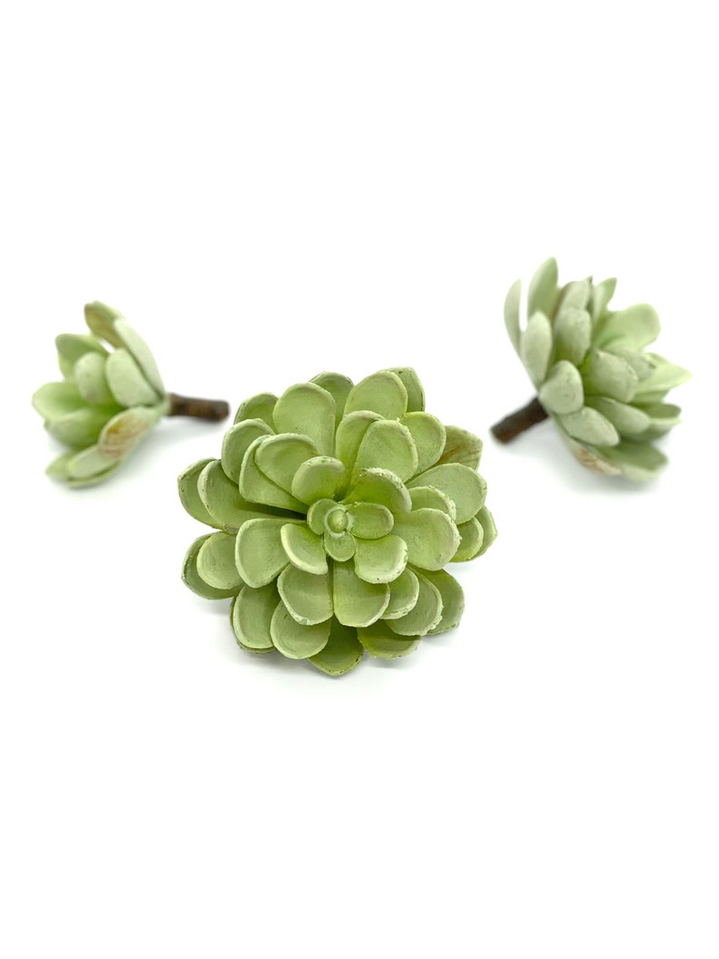 Mint sage green fake succulent plant top view for floral filler decor