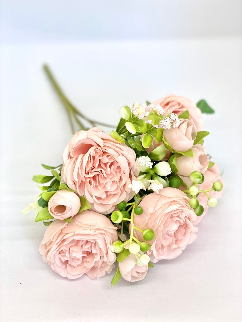 11" Blush Cabbage Rose Bouquet Wedding Peach Cabbage Roses Mini Wedding Bouquet Wedding Toss Bouquet Toss Wedding Cabbage Rose