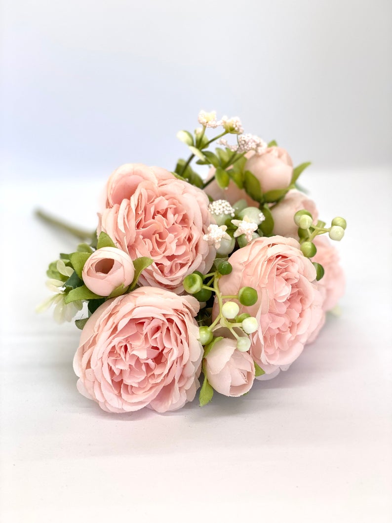 11" Blush Cabbage Rose Bouquet Wedding Peach Cabbage Roses Mini Wedding Bouquet Wedding Toss Bouquet Toss Wedding Cabbage Rose
