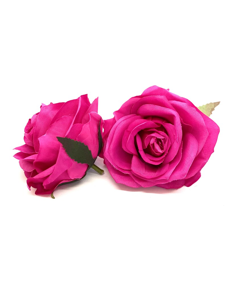 3.5" Artificial Fuchsia Flower Fuchsia Artificial Rose Head Fuchsia Artificial Flower Bright Pink Flower Crown Fuchsia Wedding Decor Fuchsia