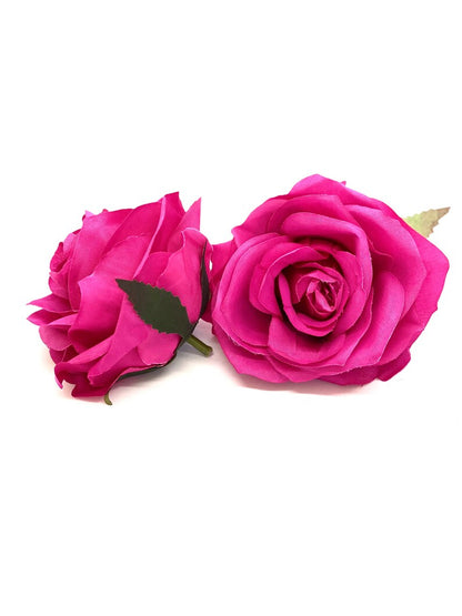 3.5" Artificial Fuchsia Flower Fuchsia Artificial Rose Head Fuchsia Artificial Flower Bright Pink Flower Crown Fuchsia Wedding Decor Fuchsia