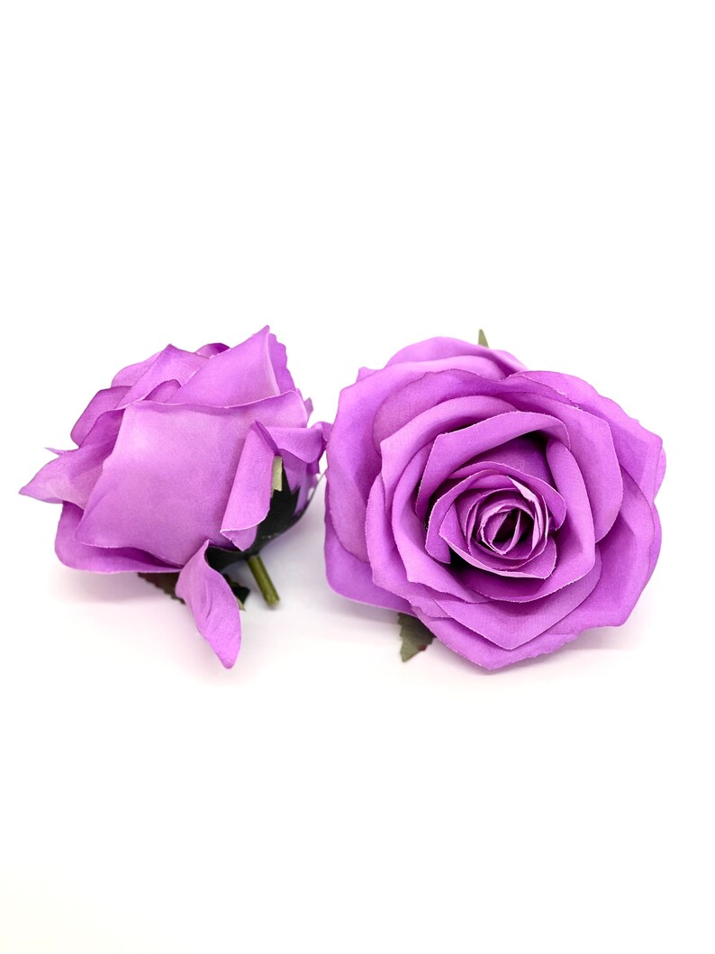 3.5" Medium Purple Rose Flower Purple Artificial Rose Head Dark Lavender Artificial Flower Purple Faux Flower Purple Wedding Decor Purple