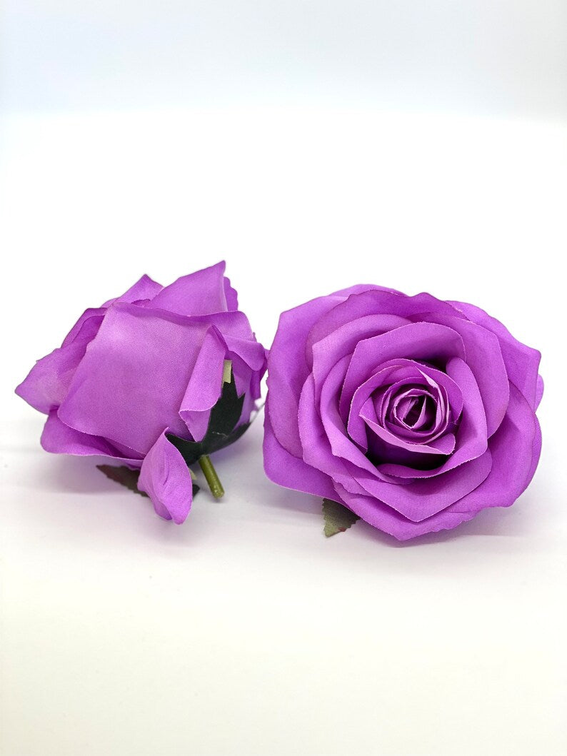3.5" Medium Purple Rose Flower Purple Artificial Rose Head Dark Lavender Artificial Flower Purple Faux Flower Purple Wedding Decor Purple