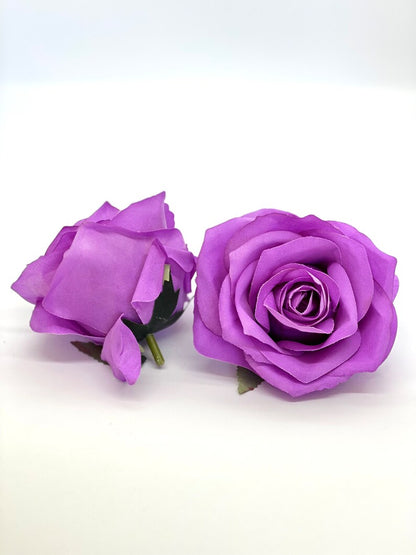 3.5" Medium Purple Rose Flower Purple Artificial Rose Head Dark Lavender Artificial Flower Purple Faux Flower Purple Wedding Decor Purple