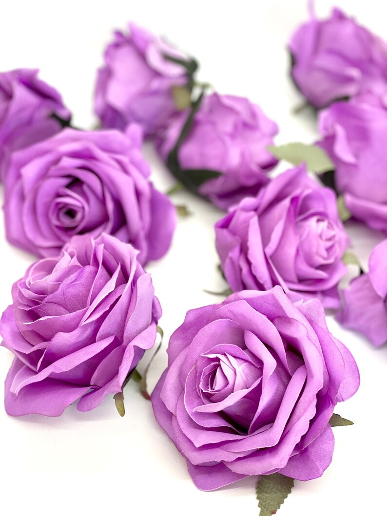 3.5" Medium Purple Rose Flower Purple Artificial Rose Head Dark Lavender Artificial Flower Purple Faux Flower Purple Wedding Decor Purple
