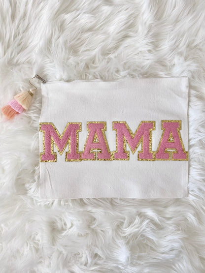 Large 9" x 11" MAMA Cosmetic Bag Mom Bag Organizer Diaper Bag New Mom Gift Baby Shower Gift Girl Mom Gift MAMA Life Large Zipper Pouch Bag