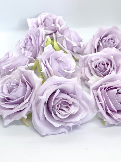 3.5" Lilac Rose Head Lilac Silk Flower Purple Flower Lavender Rose Artificial Flower Lilac Lavender Cake Flower Lilac Wedding Party Decor