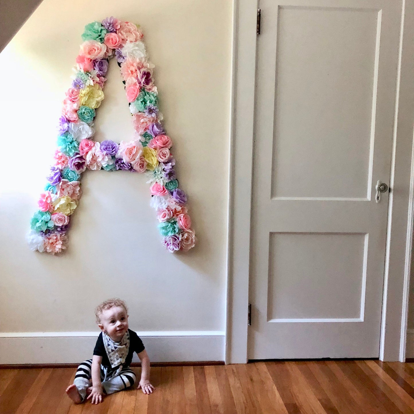 Floral Initial Sign Baby Room & Home Decor