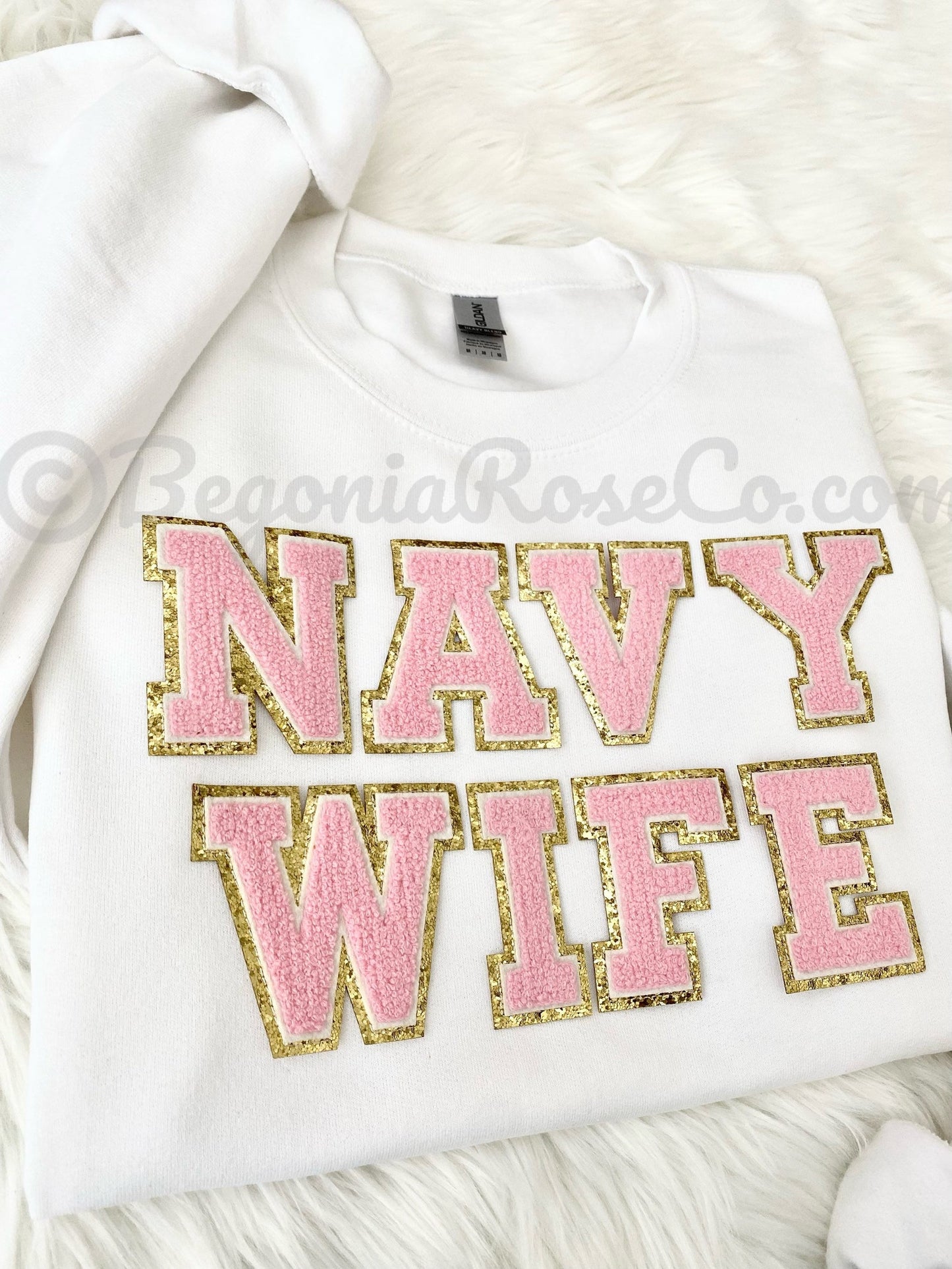 NAVY WIFE patch sweatshirt in black - navy sailor wife gift