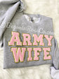 ARMY WIFE patch crewneck sweatshirt in grey - military spouse gift