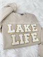 LAKE LIFE chenille sweatshirt light pink patch - lake life shirt