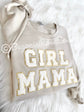 GIRL MOM sweatshirt sand color with cream white chenille patches