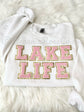 LAKE LIFE patch crewneck sweatshirt in grey - lake vacation shirt