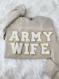ARMY WIFE chenille letter patch sweatshirt in white - army wife gift