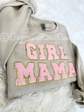 BOY MAMA patch sweatshirt - model wearing white Gildan crewneck gift idea