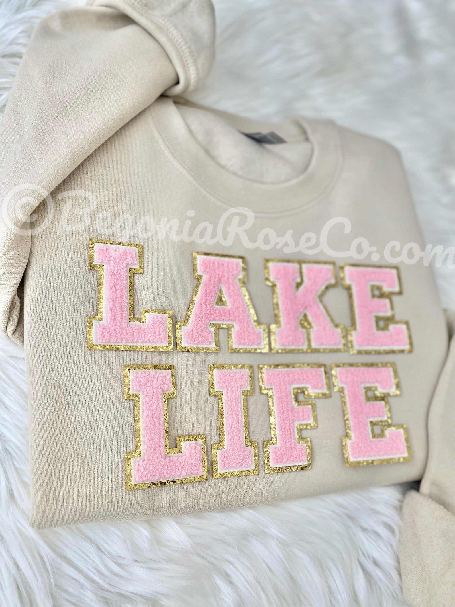 LAKE LIFE letter patch sweatshirt lake vacation boating gift