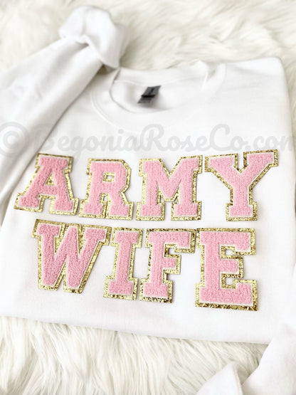 ARMY WIFE Letter Patch Sweatshirt