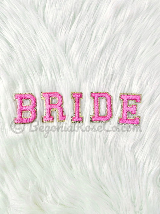 BRIDE purplish pink all-sequin letter patches iron-on sew-on bride gift