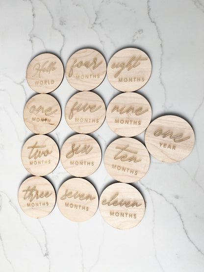 Wood Baby Milestone Cards, Baby Monthly Milestone Photo Prop, Baby Shower Gift, Newborn Photo Prop, Wooden Baby Milestones, New Baby Gift