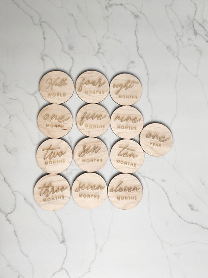 Wood Baby Milestone Cards, Baby Monthly Milestone Photo Prop, Baby Shower Gift, Newborn Photo Prop, Wooden Baby Milestones, New Baby Gift