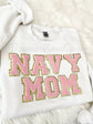 NAVY MOM chenille sweatshirt light pink patch - navy sweatshirt