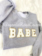 Personalized chenille patch crewneck sweatshirt sand color - custom name word