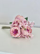 Two-tone pink peony faux bouquet overhead view for photo shoot and event styling