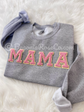 Chenille MAMA Patch Sweatshirt sweatshirt color options white grey sand black