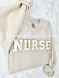 NURSE patch sweatshirt in black with cream white chenille letters - nurse thank-you gift