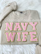 NAVY WIFE letter patch sweatshirt cream white patch wifey sweatshirt