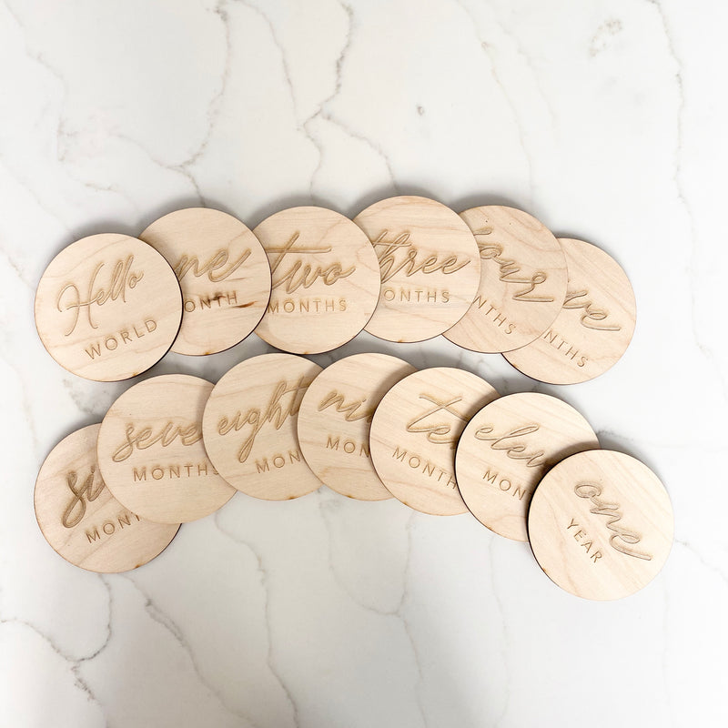 Wood Baby Milestone Cards, Baby Monthly Milestone Photo Prop, Baby Shower Gift, Newborn Photo Prop, Wooden Baby Milestones, New Baby Gift