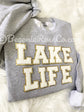 LAKE LIFE chenille patch sweatshirt in sand - boating gift lake shirt