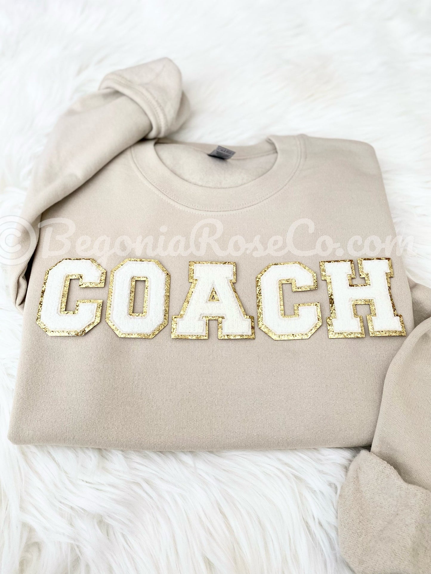COACH chenille patch crewneck sweatshirt white - coach appreciation gift