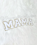 MAMA Chenille Letter Patches Sew On Iron On Light Pink Sequin Mom Gift Baby Shower