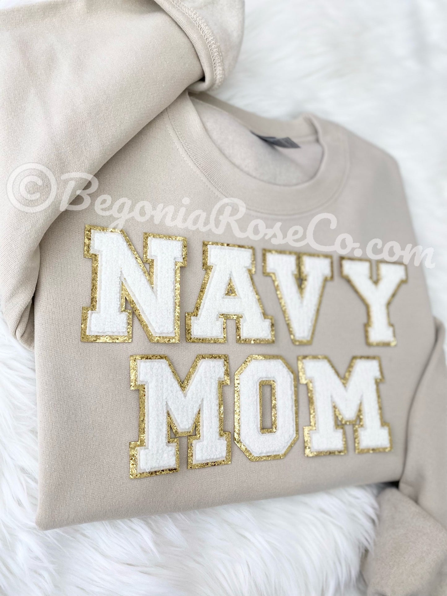 NAVY MOM chenille patch sweatshirt color options - military mom shirt