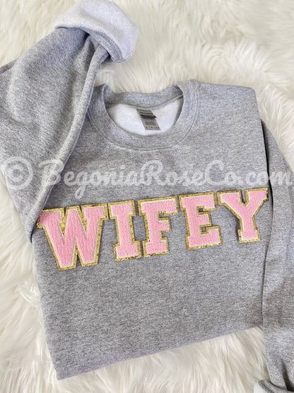 WIFE / WIFEY Patch Crewneck Sweatshirt