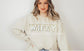WIFE chenille patch sweatshirt close-up light pink patch - wifey crewneck