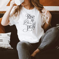 Rise Up and Pray faith graphic t-shirt vintage faded sublimation print front
